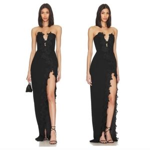 SAU LEE | NEW Florence Embroidered Floral Maxi Dress in Black Size 12 !!